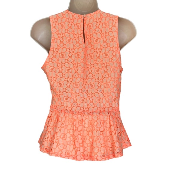 Saks Fifth Avenue 5/48 Orange Sleeveless Peplum Top Floral Eyelet Size Small - Picture 3 of 8